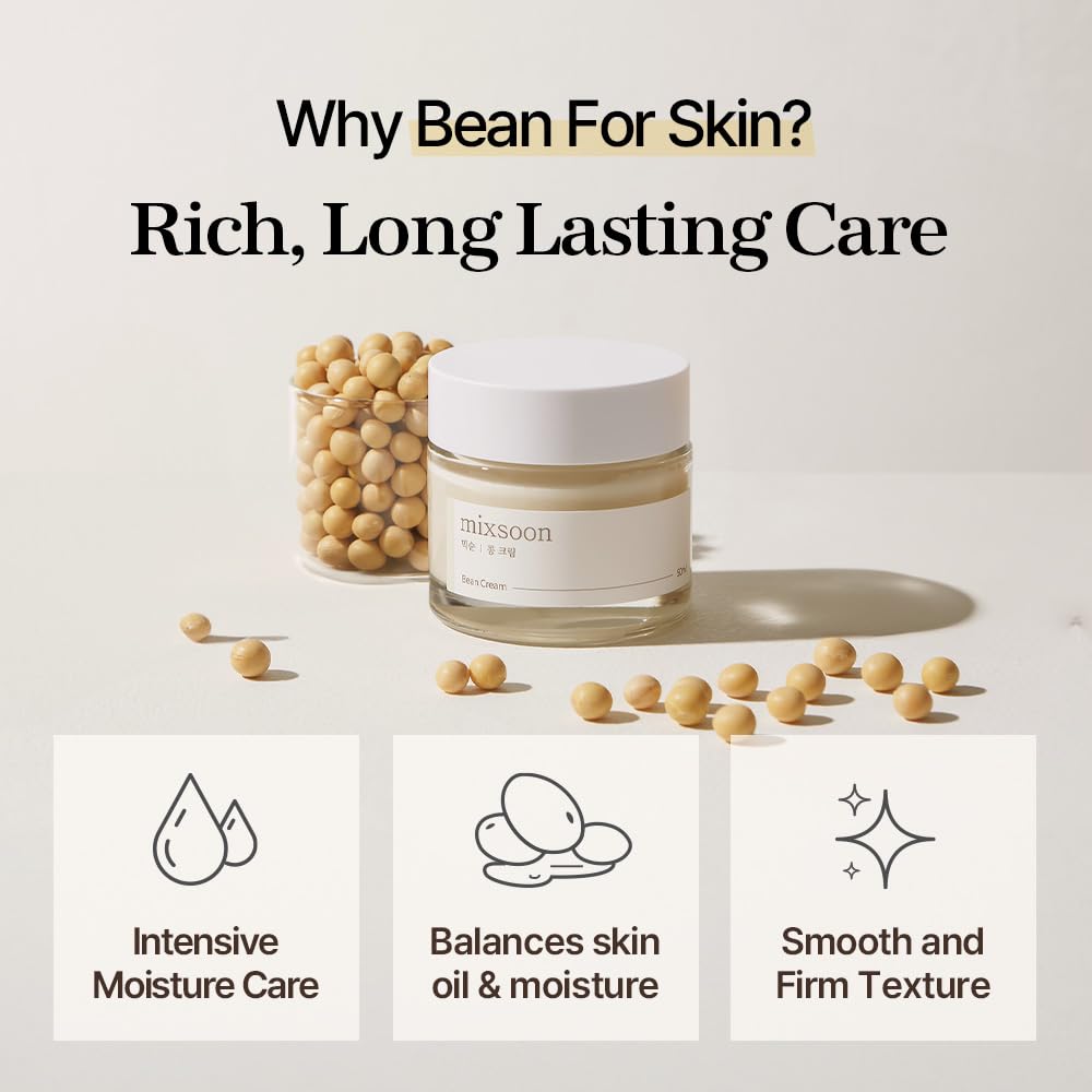 mixsoon Crema facial hidratante profunda de frijoles, hidratante y...