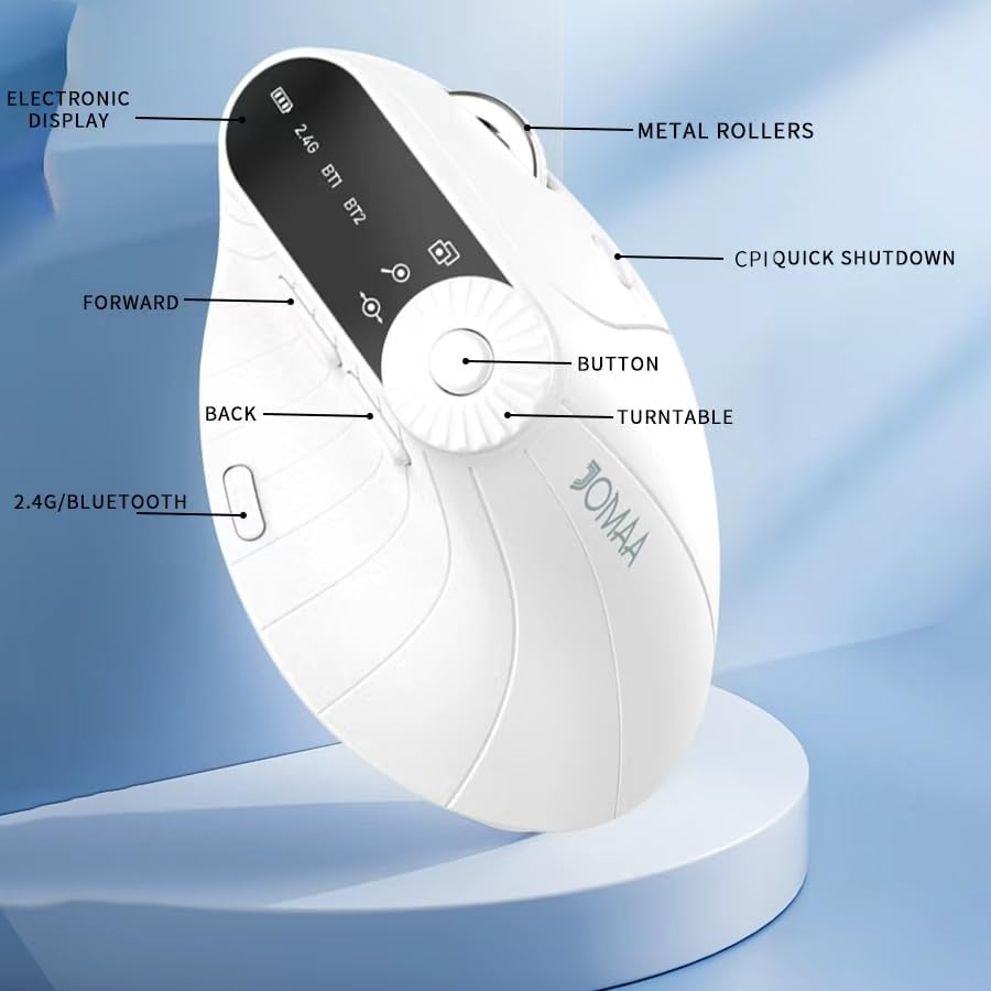 JOMAA Ratón vertical ergonómico de tres canales inalámbrico 2.4G y...