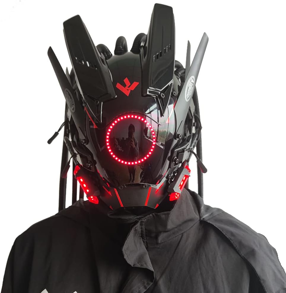 KYEDAY Máscara punk cosplay para hombres, luz redonda con trenzas m...