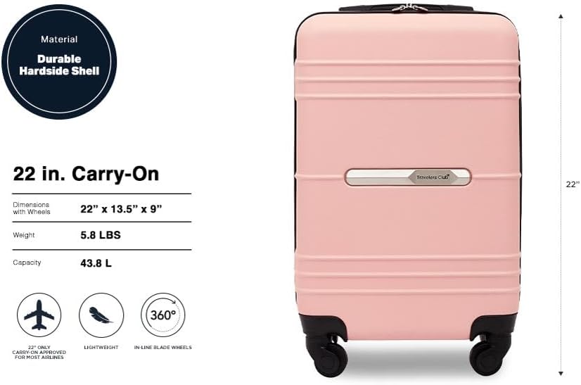 Travelers Club Equipaje de mano Richmond Spinner de 22", Oro rosa
