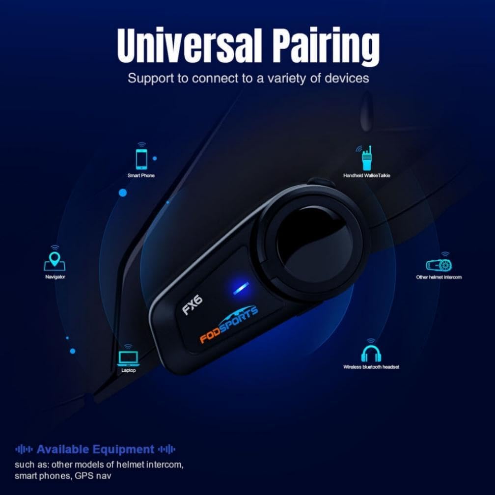 Fodsports FX6 - Auriculares Bluetooth para motocicleta, intercomuni...