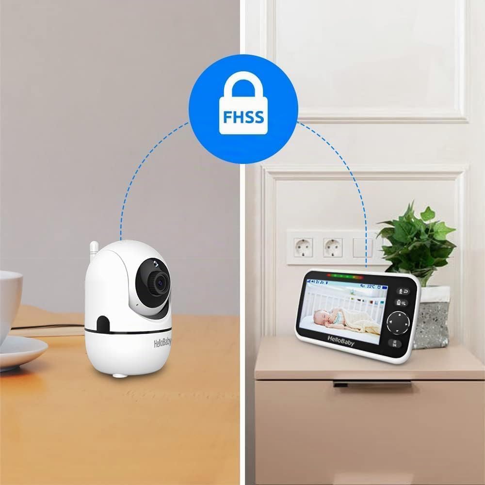 HelloBaby HB6550-2 Monitor para bebés con cámara dual de 5" sin WiF...