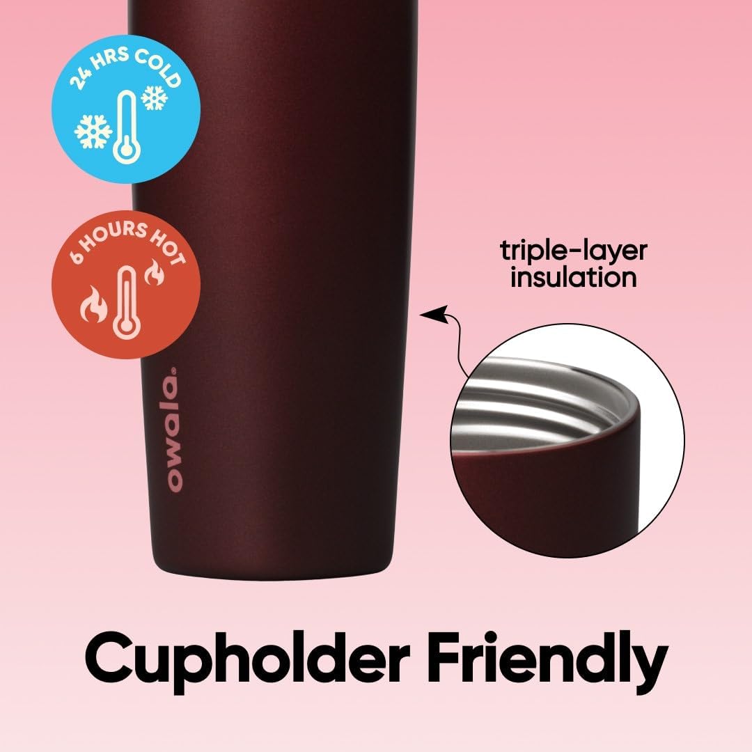 Owala SmoothSip Slider - Vaso de café de acero inoxidable con aisla...