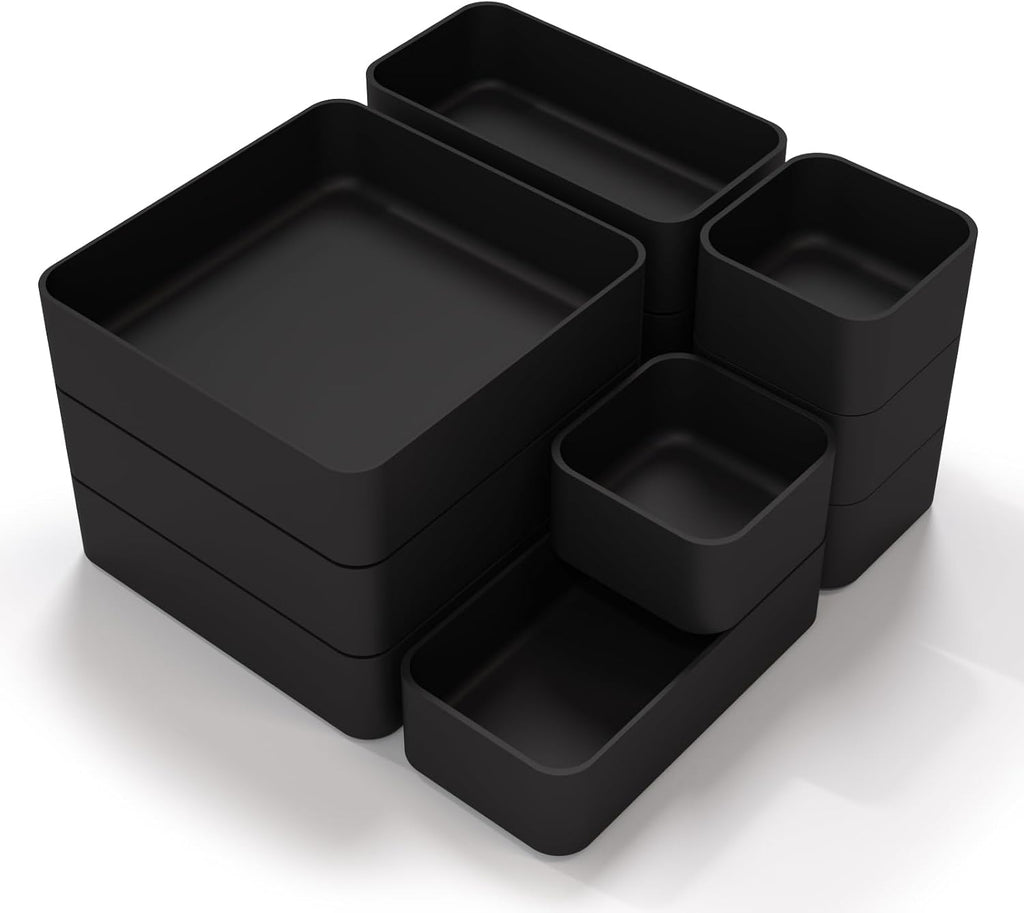 Juego de organizador de cajones apilables de 11 piezas, bandejas or...