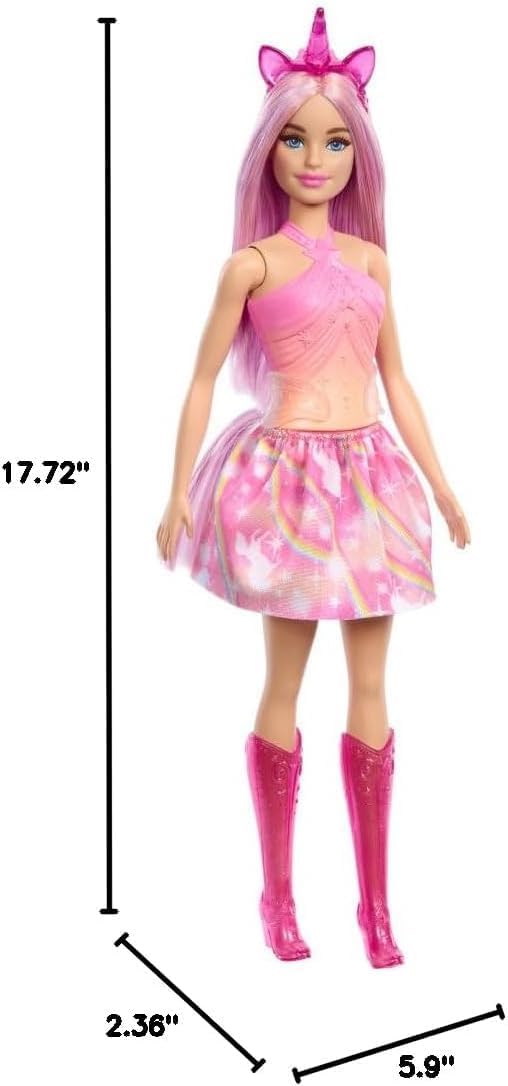 Muñeca Barbie Unicornio con pelo rosa de fantasía | Lleva un atuend...