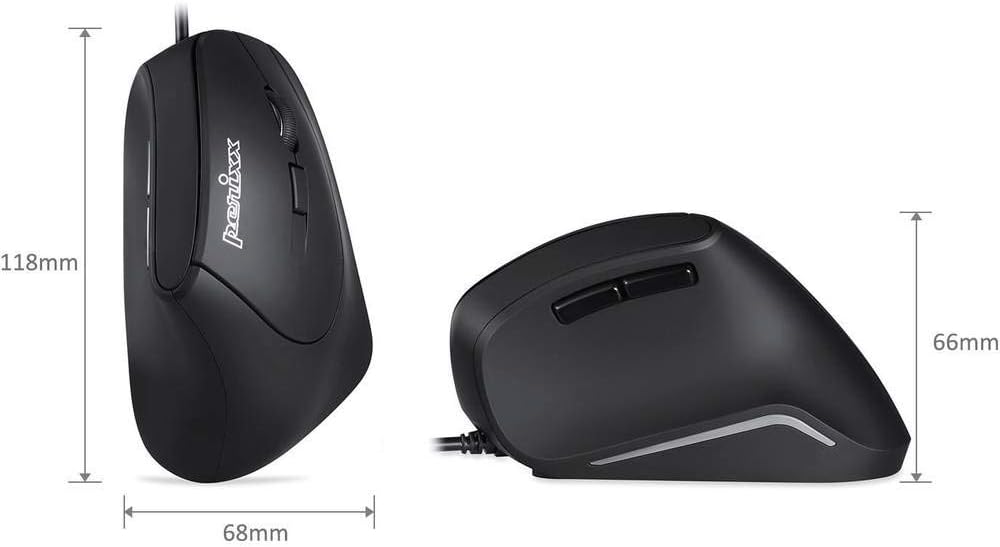 Perixx PERIMICE-515II Ratón vertical ergonómico con cable, 1000\/16...
