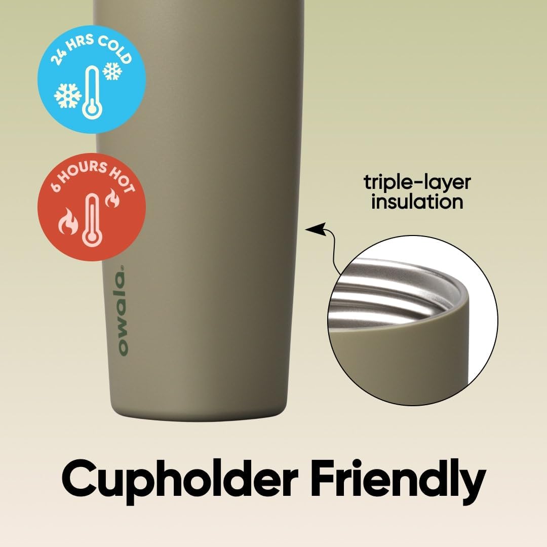 Owala SmoothSip Slider - Vaso de café de acero inoxidable con aisla...