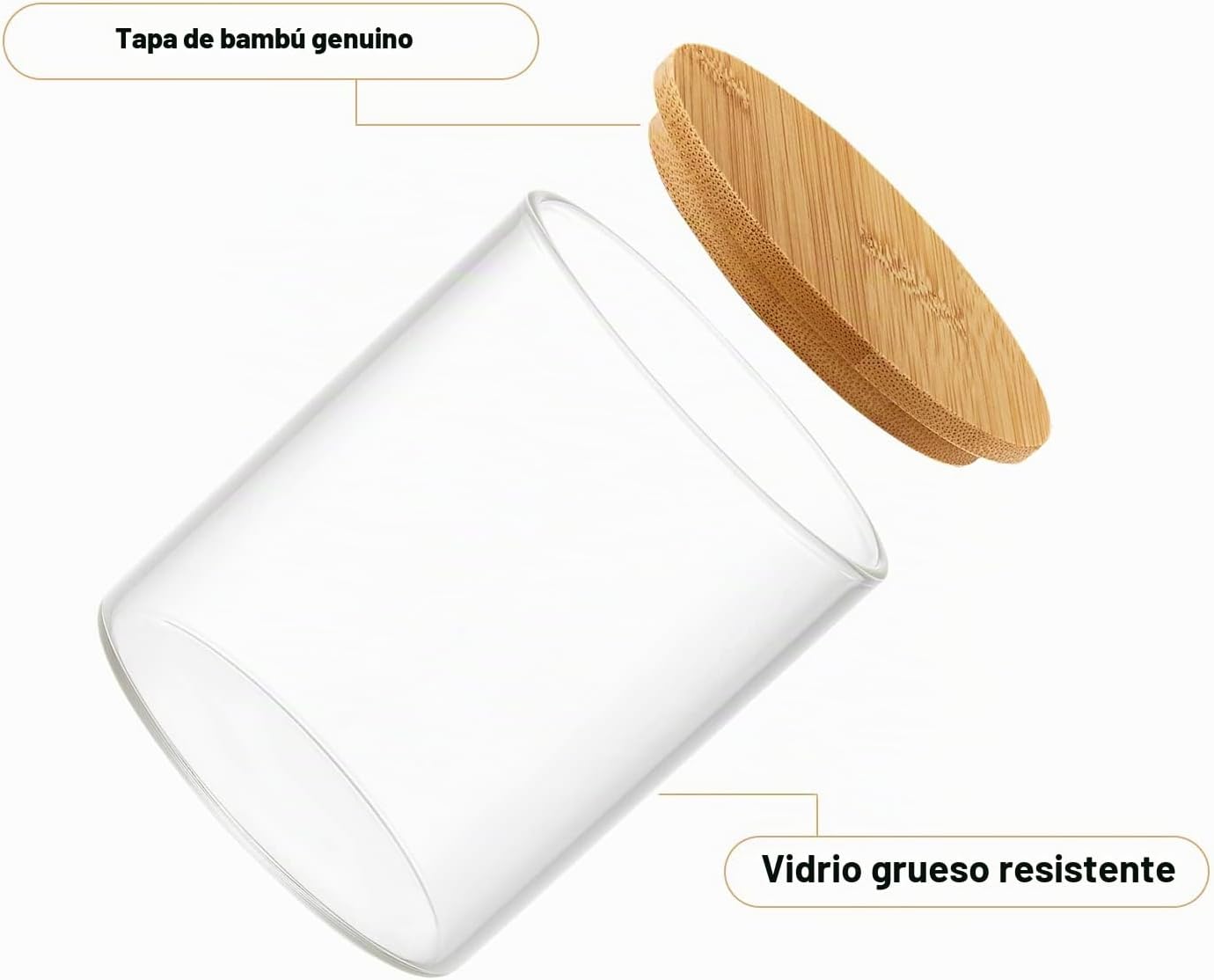 INIUNIK Dispensador de soporte de vidrio con tapa de bambú, paquete...