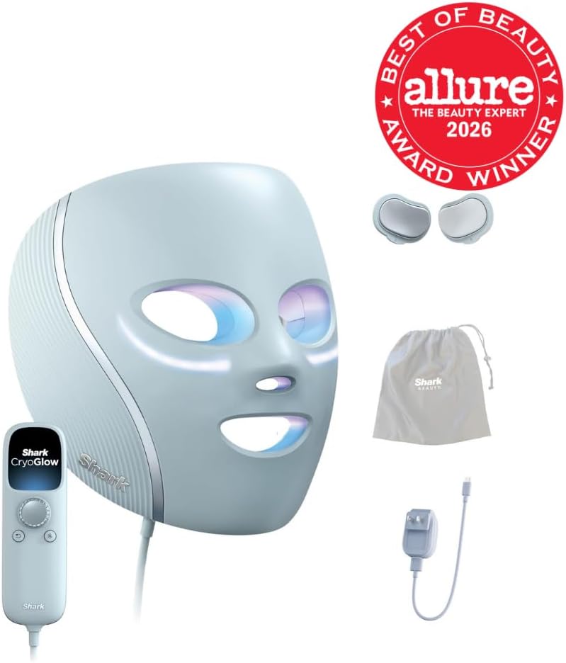 Mascarilla facial LED Shark CryoGlow, terapia de luz roja, enfriami...