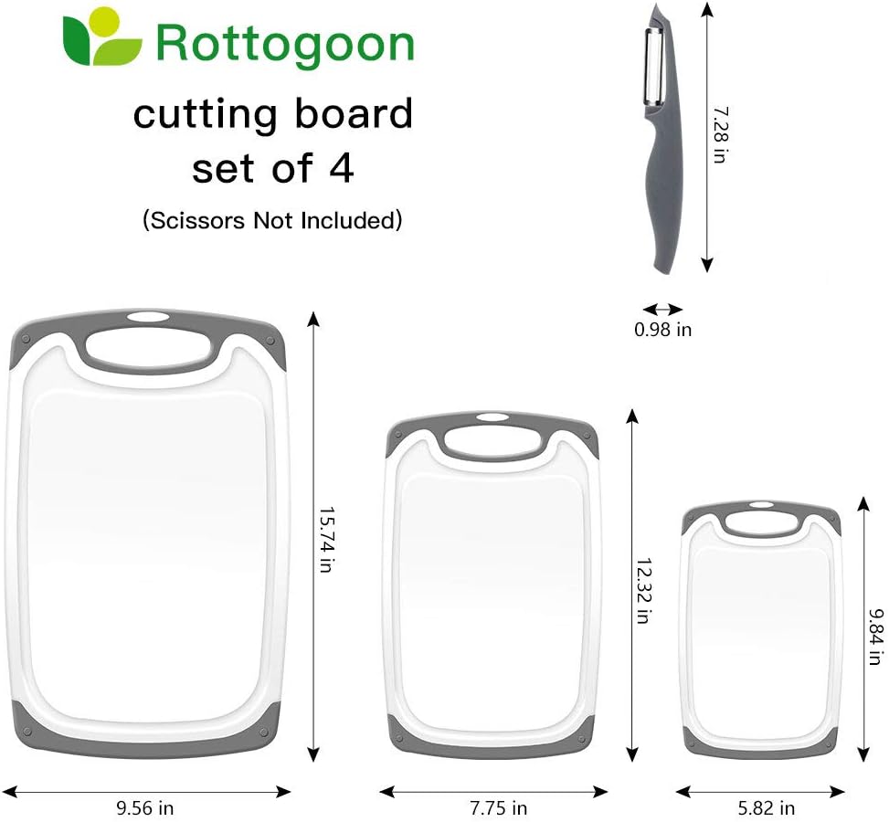 Tabla de cortar para cocina, juego de 4 tablas de cortar de plástic...