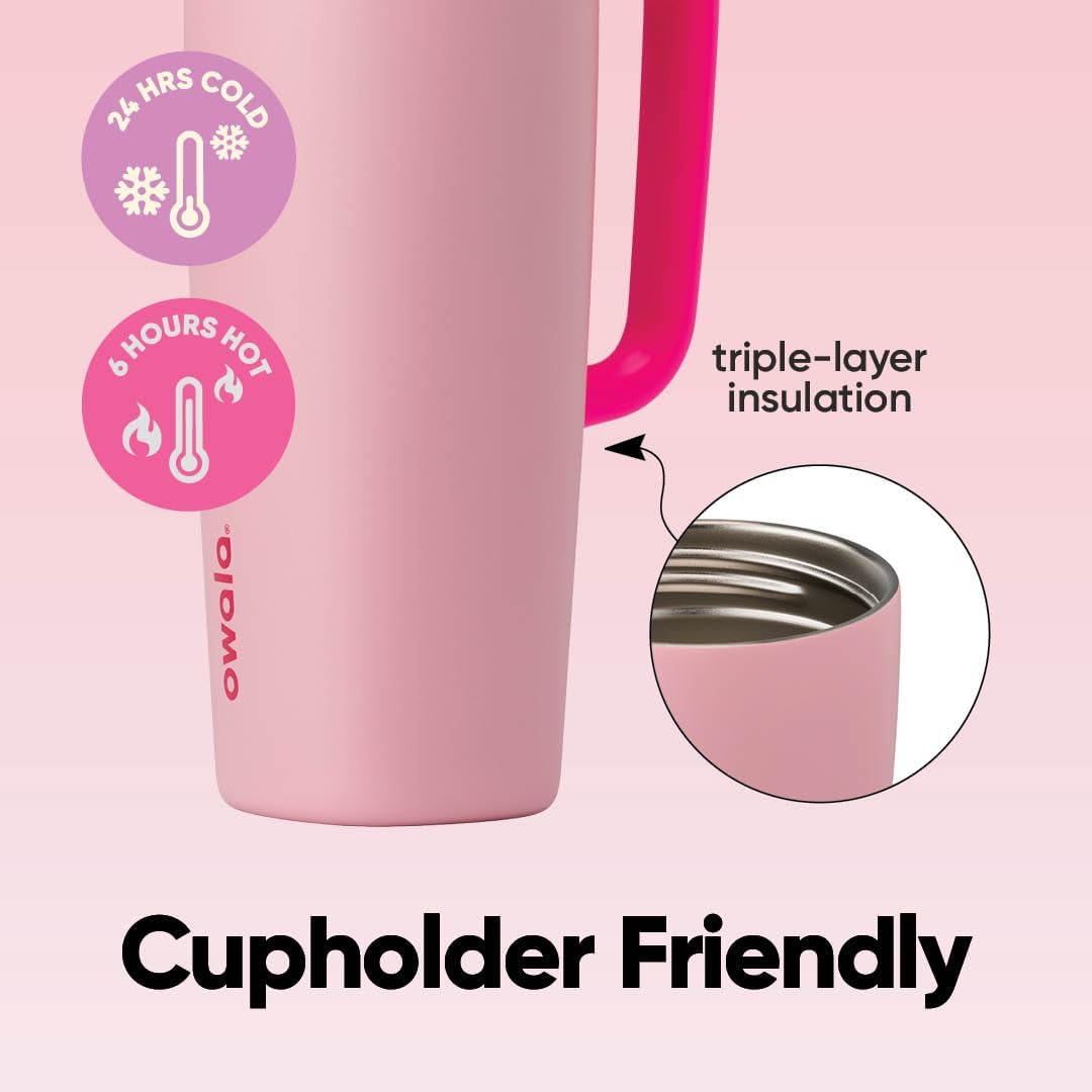 Owala SmoothSip Slider - Taza de viaje aislada de acero inoxidable...