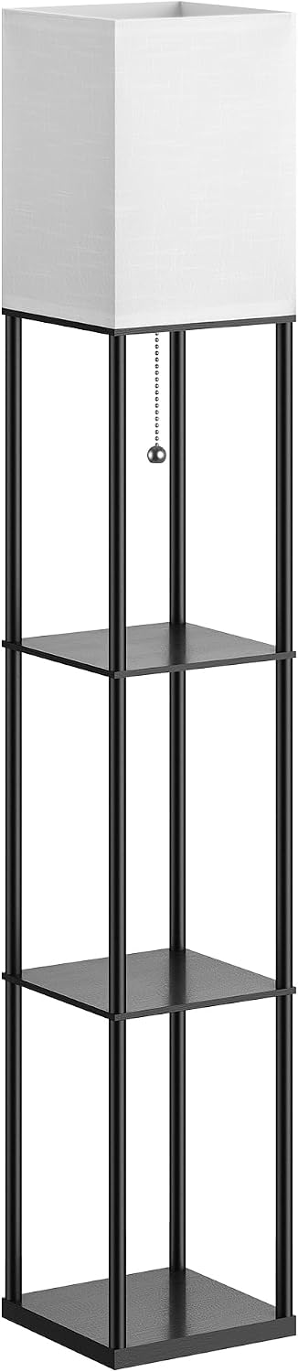 Lámpara de pie con estantes para sala de estar, lámpara de pie con...