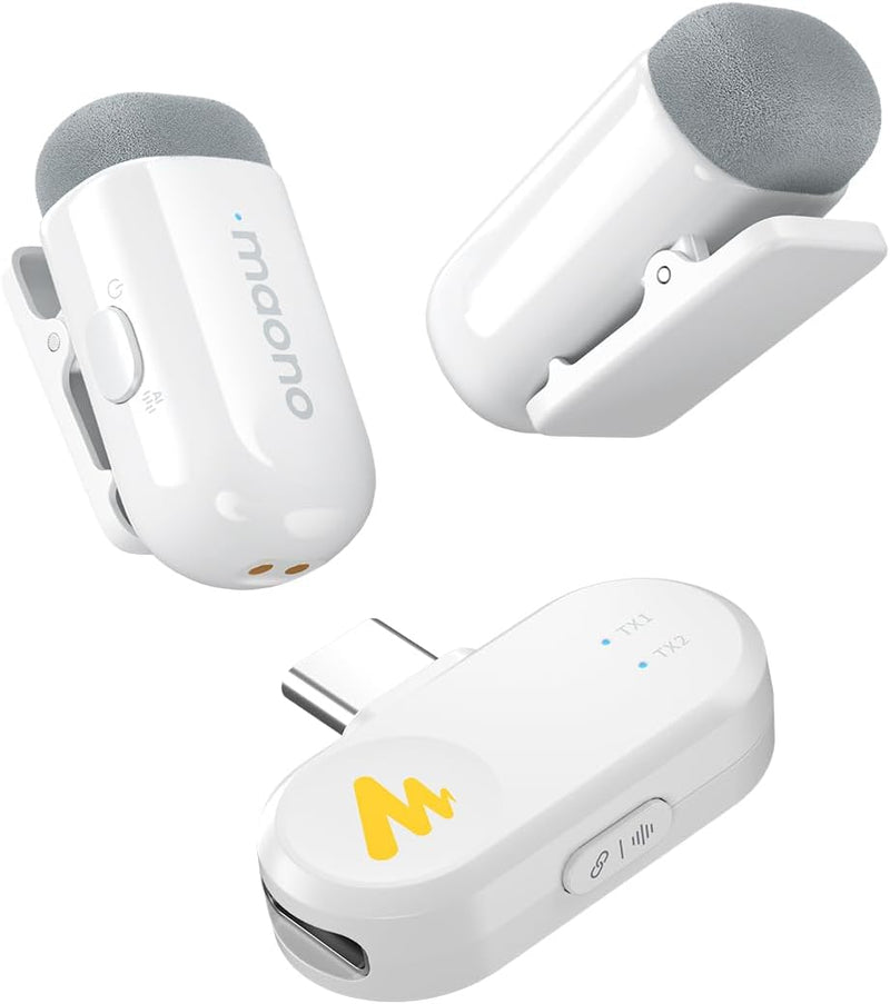 MAONO T1 Mini micrófono Lavalier inalámbrico para iPhone y Android,...