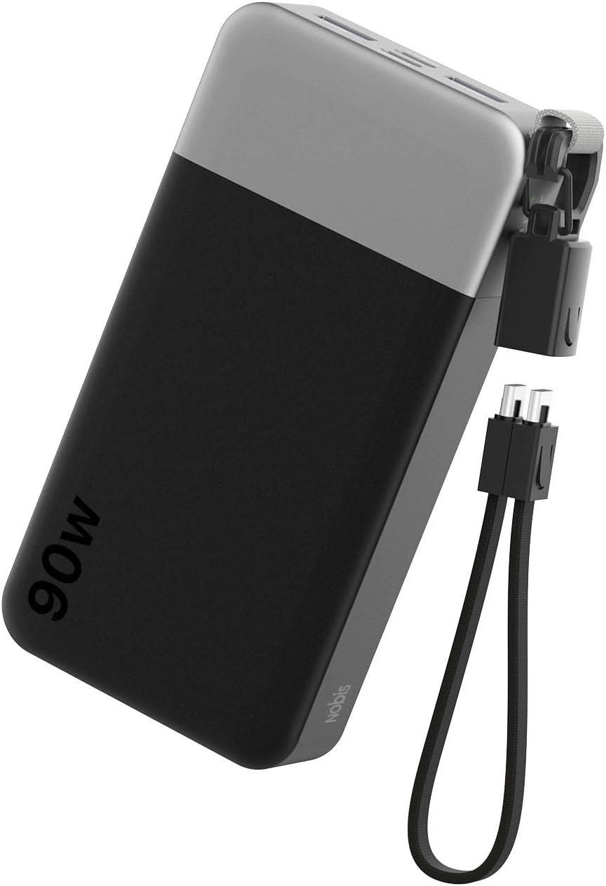 Cargador portátil NOBIS 20000mAh 90W Power Bank con cable desmontab...