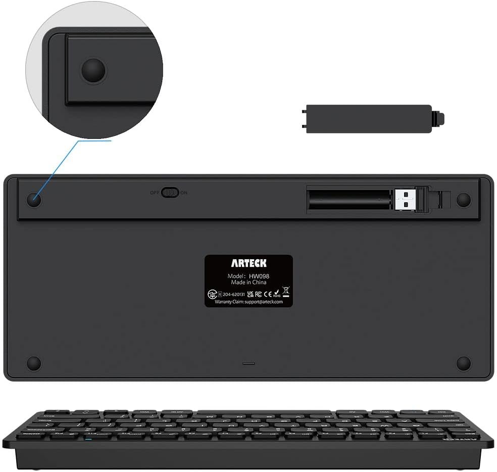 Arteck - Teclado inalámbrico 2,4 G, ultradelgado y compacto, con te...