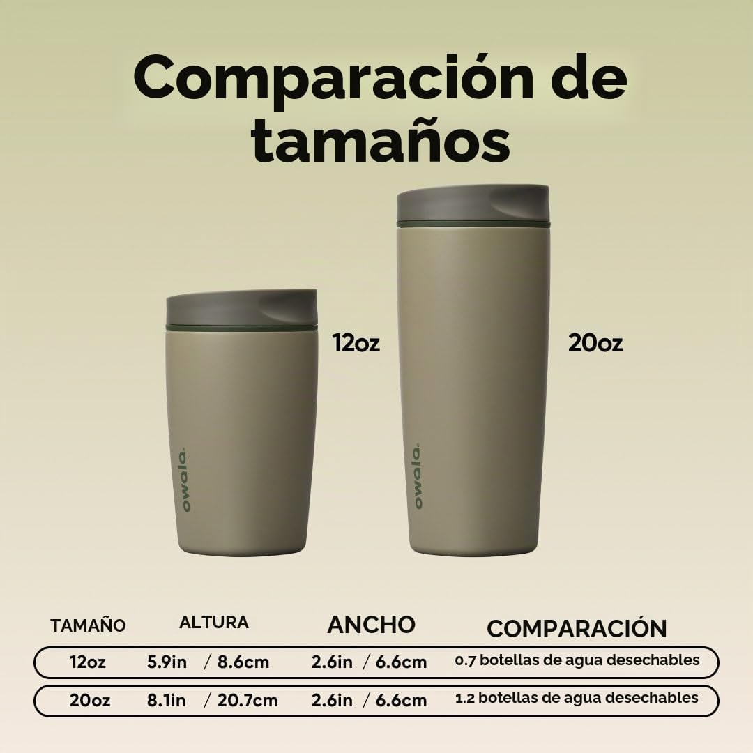 Owala SmoothSip Slider - Vaso de café de acero inoxidable con aisla...