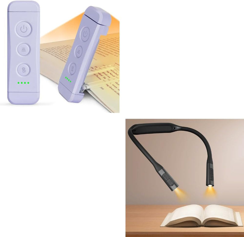 Glocusent 1 paquete de luz recargable para libros, 1 paquete de luz...