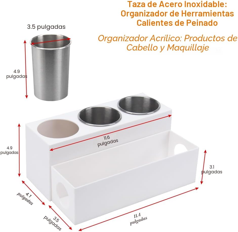 GFWARE Organizador de herramientas para el cabello con 3 tazas de a...