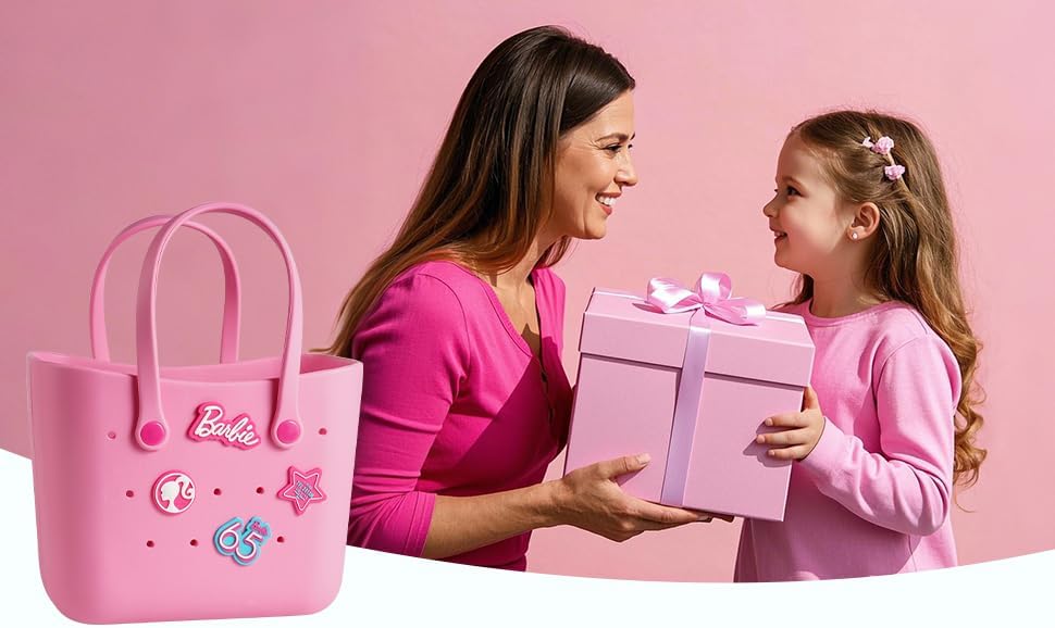 MINISO Barbie - Bolsa de mano reutilizable pequeña de goma, imperme...