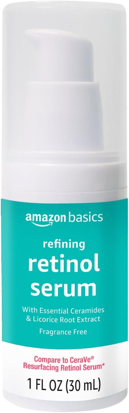 Amazon Basics Suero de retinol para cara, minimizador de poros, fór...