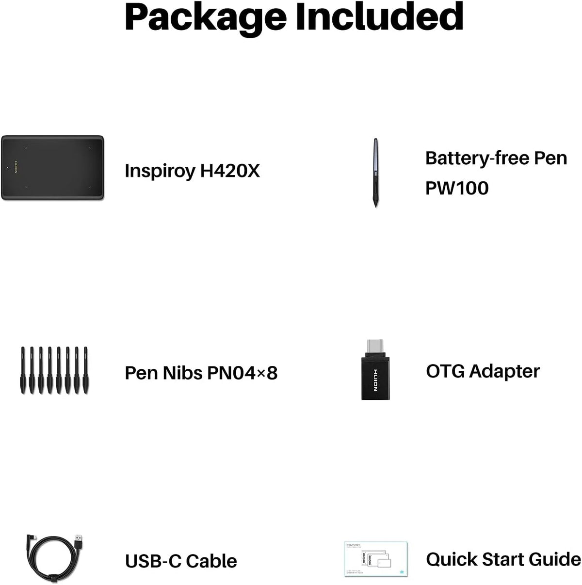 Tableta de dibujo HUION H420X, tableta gráfica con presión de lápiz...