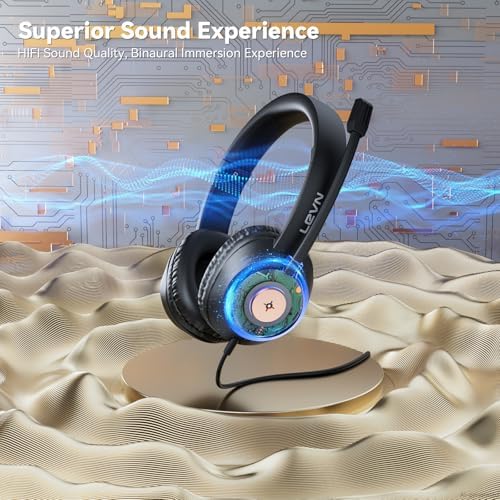 LEVN Auriculares con cable e inalámbricos: auriculares USB para PC...