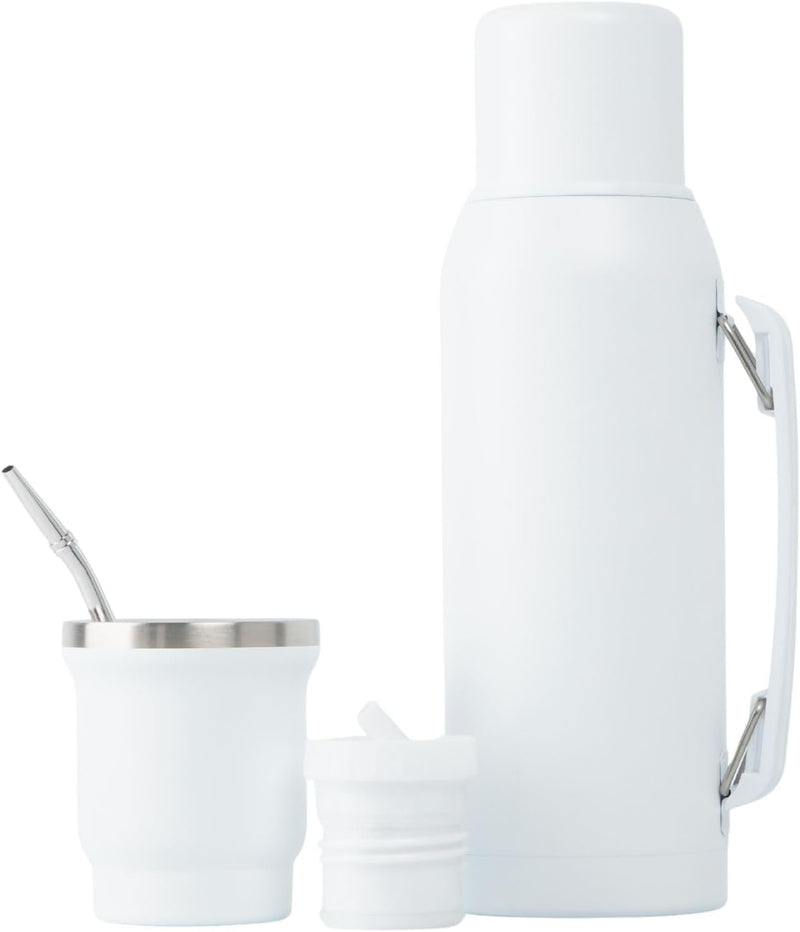 BALIBETOV Juego de yerba mate de 33.8 onzas líquidas, frasco térmico y taza mate de 9 onzas, 1 bombillas y 1 boquilla intercambiable, aislamiento de doble pared, sin BPA, retención de temperatura