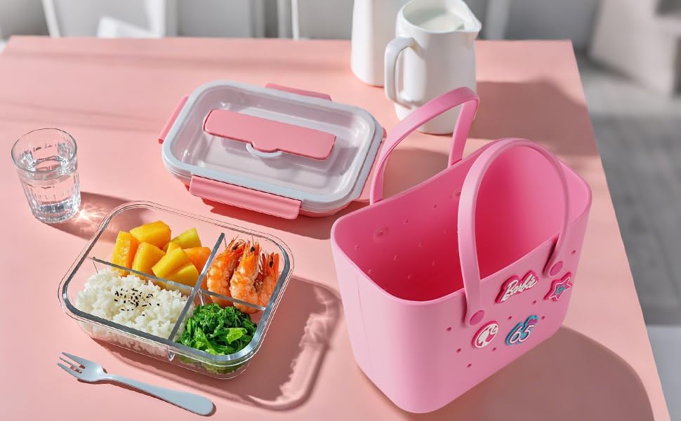 MINISO Barbie - Bolsa de mano reutilizable pequeña de goma, imperme...