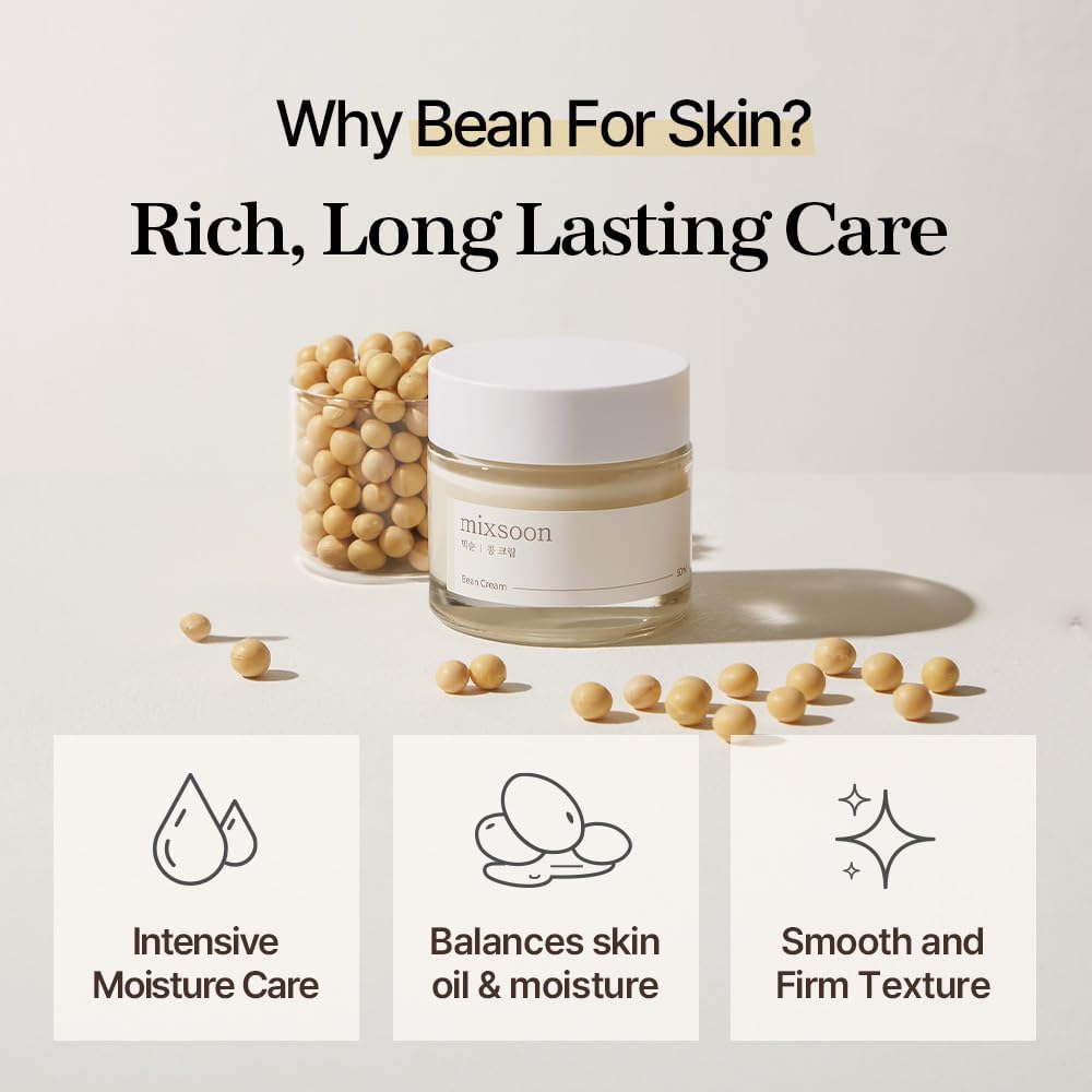 Mixsoon Bean Cream - Hidratante ligero y profundamente nutritivo, 0...