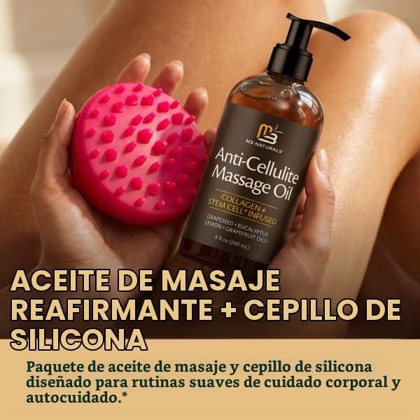 Kit de cepillo corporal de silicona y aceite de masaje anticelulíti...