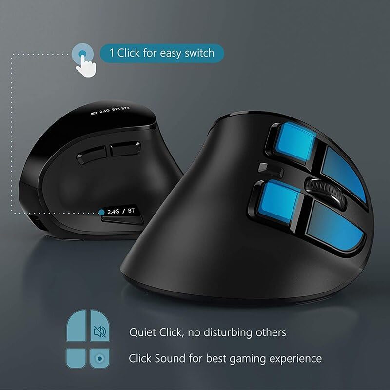 JOMAA Ratón inalámbrico ergonómico vertical, 2.4G y Bluetooth 5.0\/...