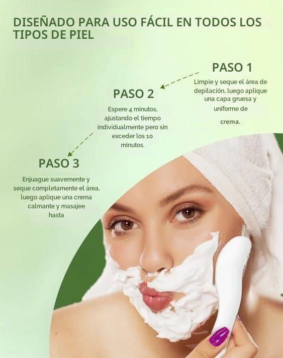 Crema de depilación facial sin dolor para mujeres - Kit 2 en 1 con...