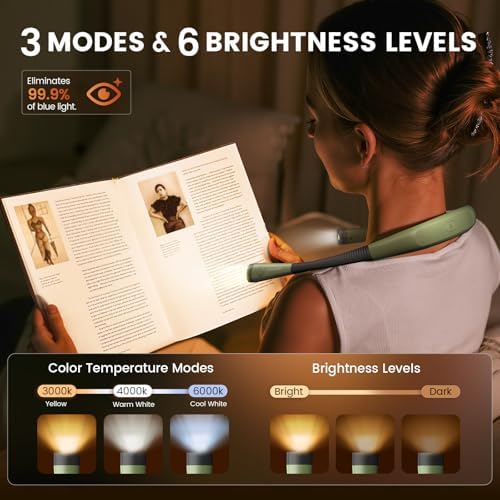 Glocusent Paquete de 2 luces para libros, luz de lectura flexible p...