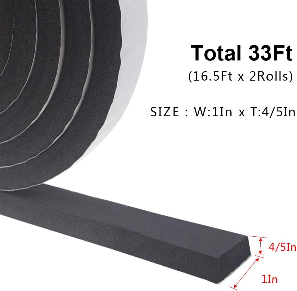 Burletes para puertas y ventanas, 1 x 4\/5 pulgadas x 16,5 pies x 2...