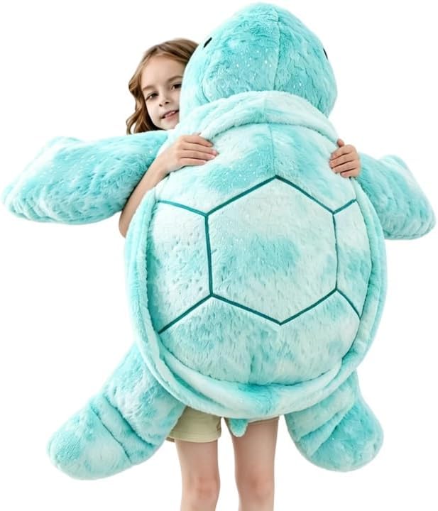Jrystar - Animal de peluche gigante de tortuga marina, almohada de...
