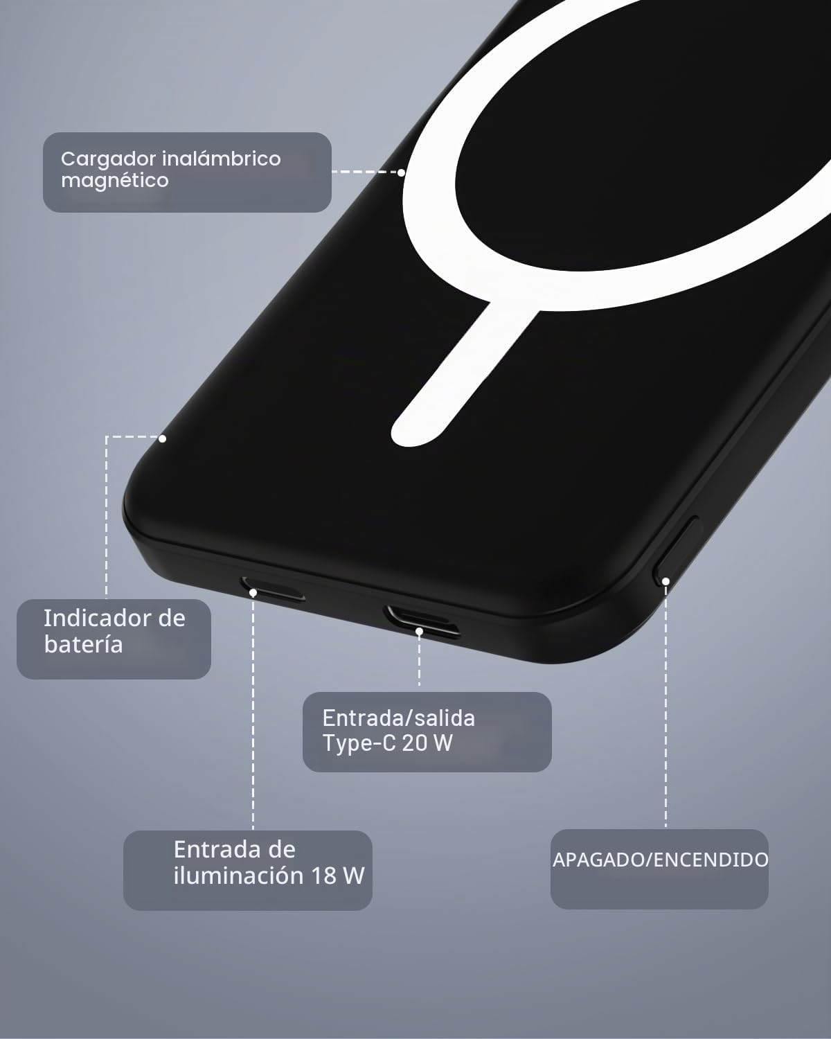 podoru para MagSafe Power Bank 5000mAh, cargador portátil magnético...