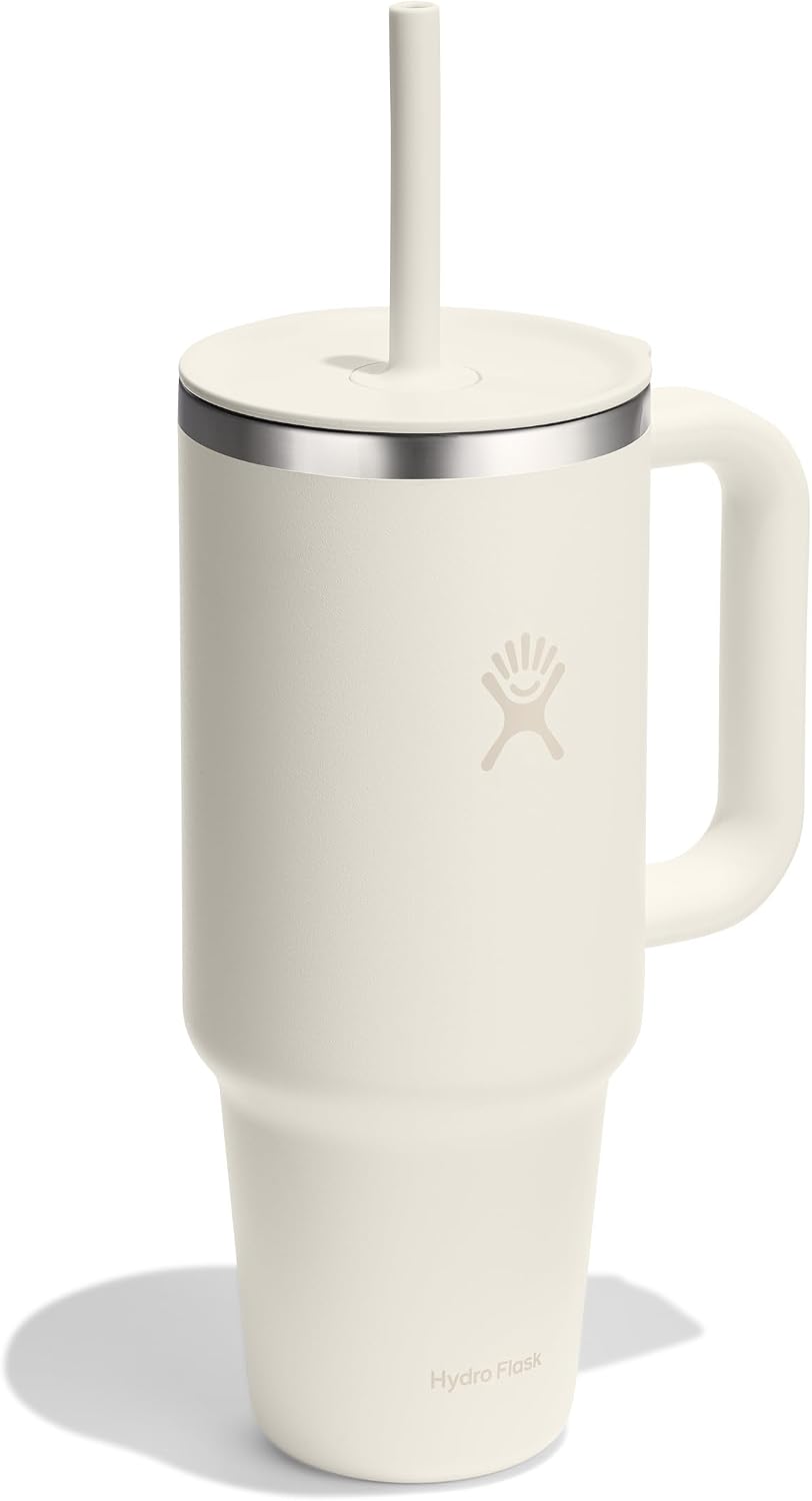 Hydro Flask Vaso de viaje con asa, tapa y pajita, acero inoxidable...
