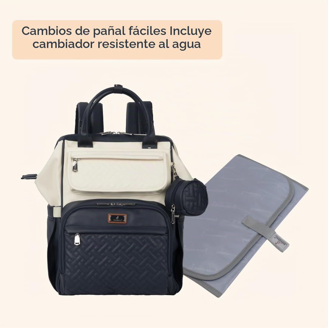 BabbleRoo Mochila de Pañales de Cuero, Bolsas Grandes Multifunciona...