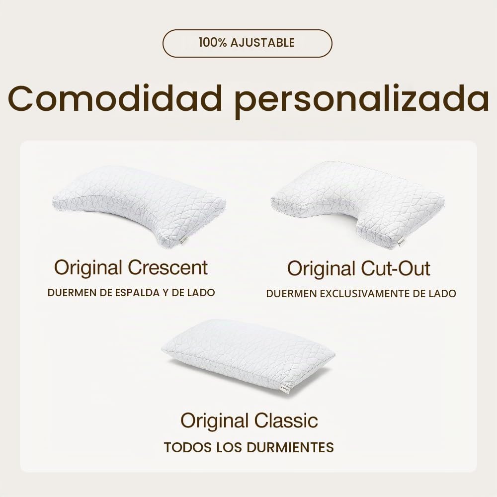 Coop Home Goods Almohada Ajustable Original Crescent, Almohadas de...