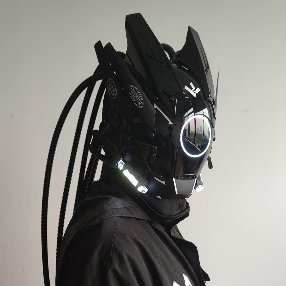 KYEDAY Máscara punk cosplay para hombres, luz redonda con trenzas m...