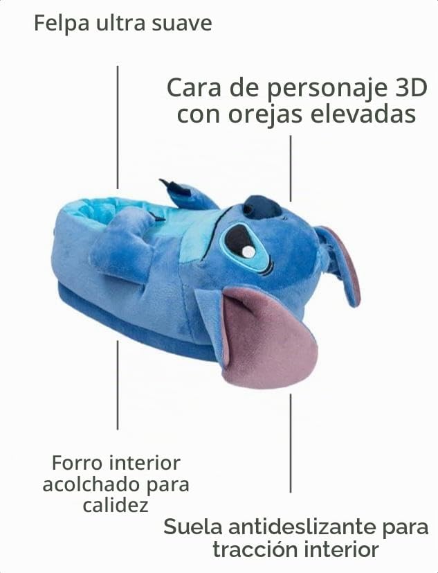 Disney Lilo &amp; Stitch - Pantuflas de personajes 3D para adultos,...