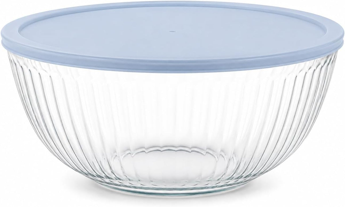 Pyrex 7404 Cuenco de vidrio para mezclar de 4.5 cuartos con tapa az...
