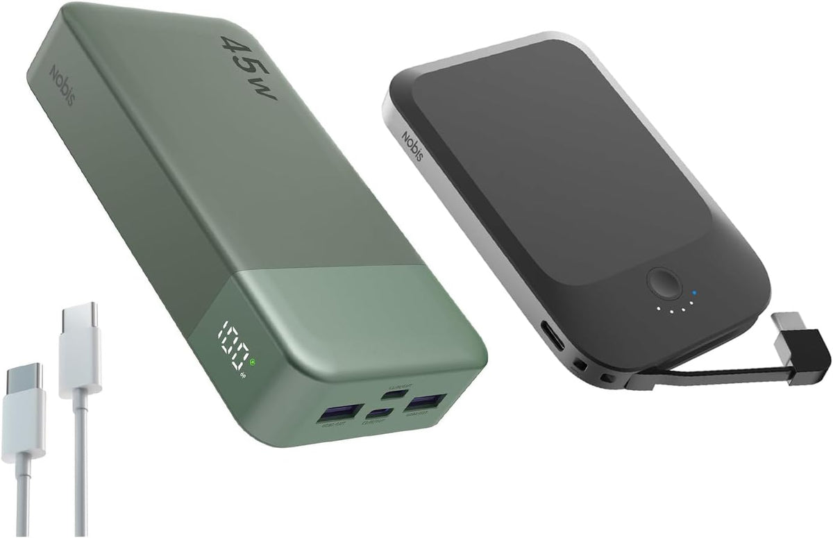 NOBIS Cargador portátil, banco de energía de 45 W 20000 mAh y banco...