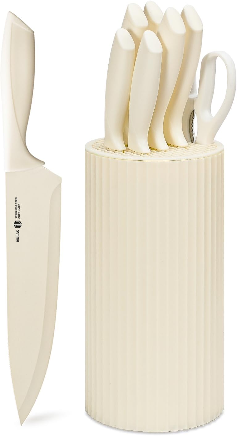 NULAS Juego de cuchillos de cocina de 8 piezas con bloque universal...