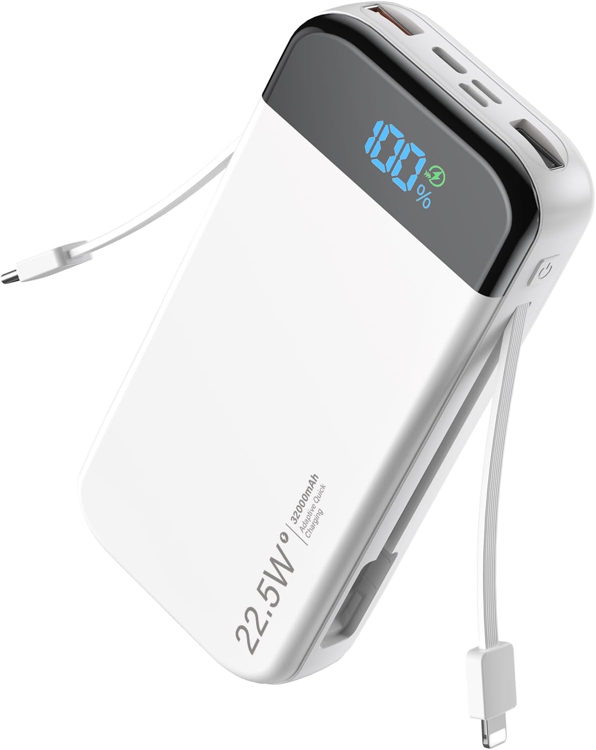 Banco de baterías para teléfono 32000 mAh 22,5 W con cables integra...