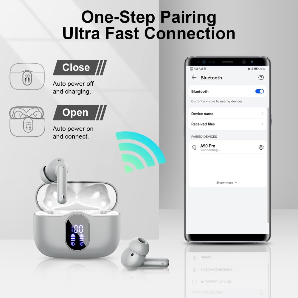 Auriculares inalámbricos con Bluetooth, auriculares estéreo de alta...