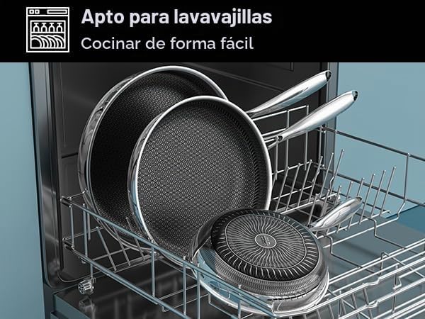Umite Chef Juego de sartenes híbridas antiadherentes, sartén de ace...