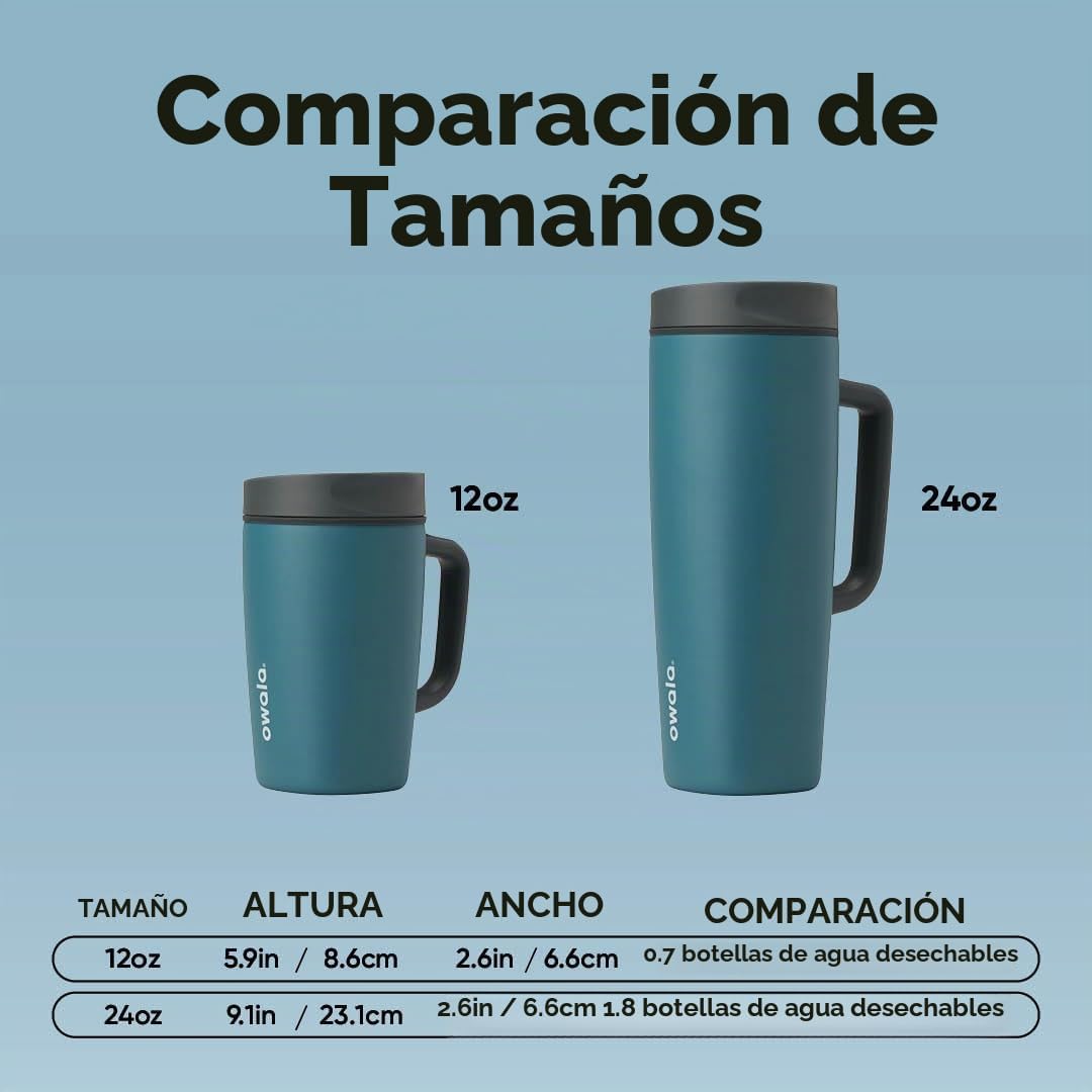 Owala SmoothSip Slider - Taza de viaje aislada de acero inoxidable...