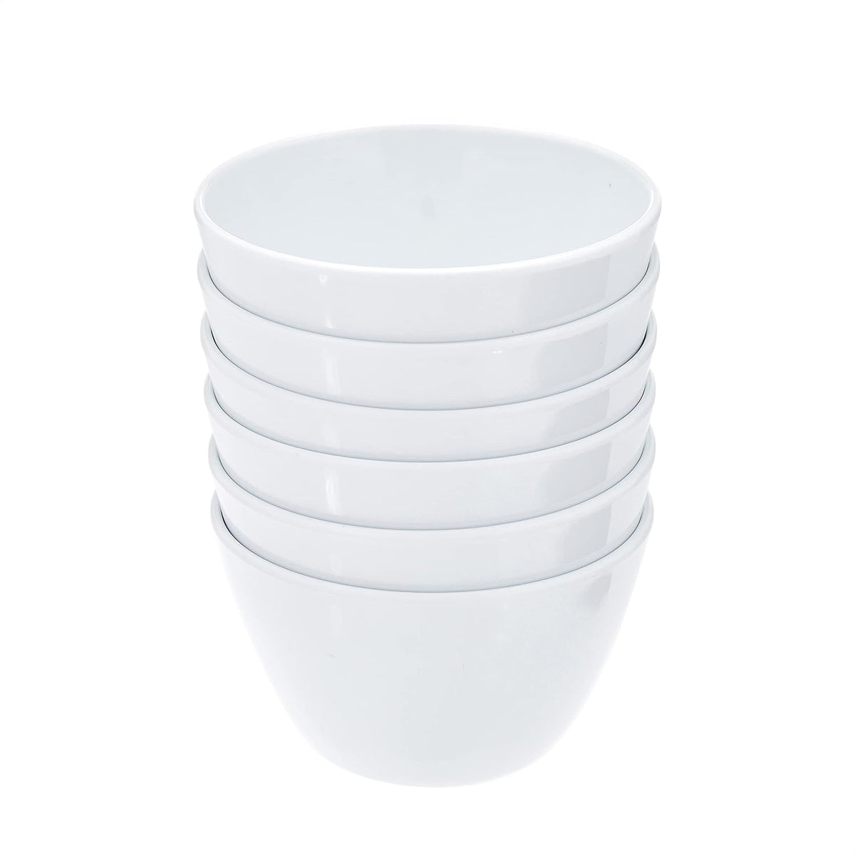 Amazon Basics Tazón redondo de melamina, 8 oz, blanco, juego de 6 p...