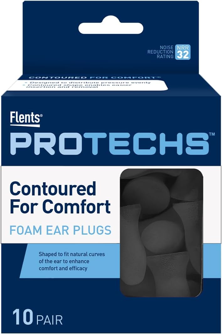 Flents Protechs Contorneado para los oídos Comfort NRR 32, 10 pares...